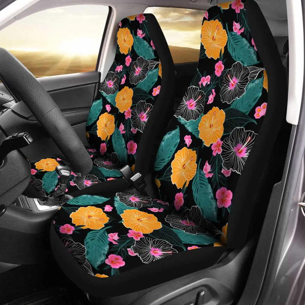 

Hawaiian Car Seat Covers Custom Beautiful Tropical Flowers Car Accessories,Pack of 2 Universal Front Seat Protective Cover
