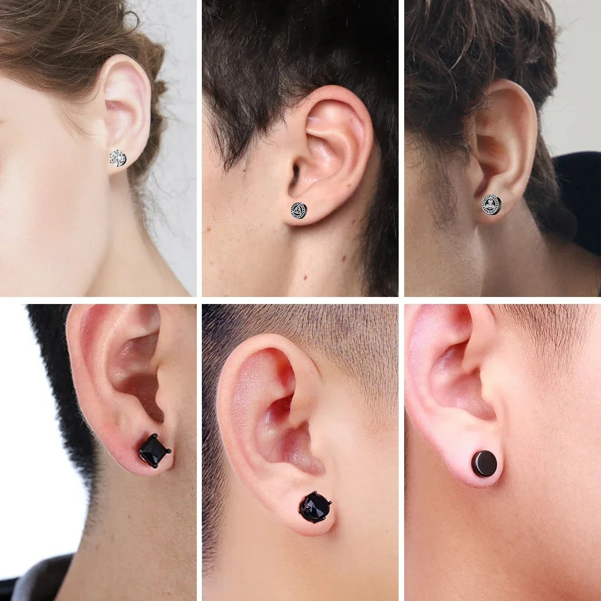 Pendientes magnéticos de cristal para hombres y mujeres, aretes de Clip de oreja, joyería sin perforación, circón redondo, Punk, 1 par