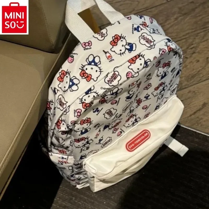 MINISO-mochila de Hello Kitty para niños, bolso de estudiante bonito, de gran capacidad, multifuncional, novedad de 2024