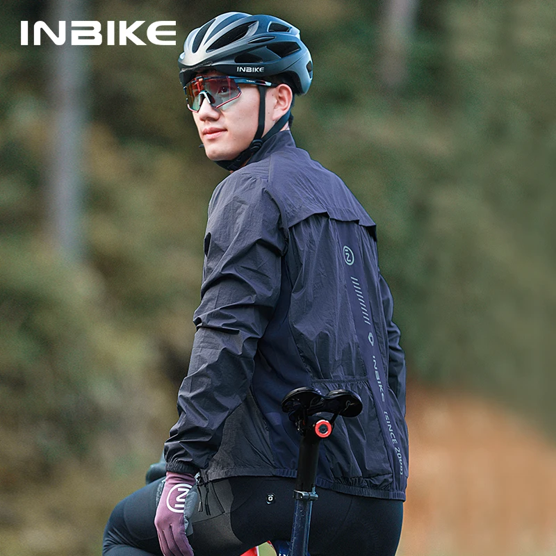 INBIKE Herren-Radsport-Windjacke, langärmelig, winddicht, Fahrrad-Oberjacke zum Reiten, leichte Straßen- und Mountainbike-Bekleidung