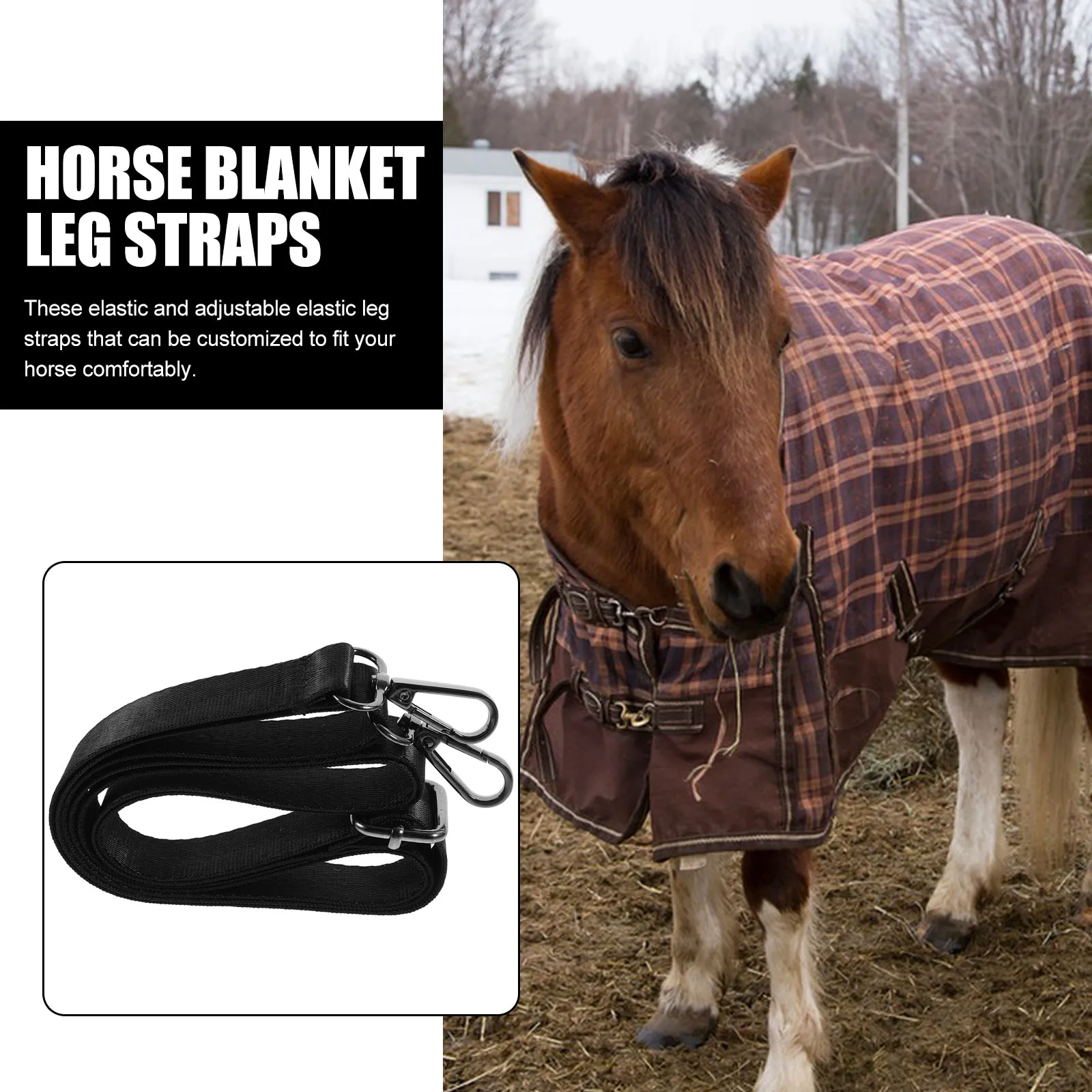 

4pcs Horse Blanket Leg Straps Adjustable Elastic With Buckles Winter Fixing Accessory For Horse Blankets Nylon Leg Bands