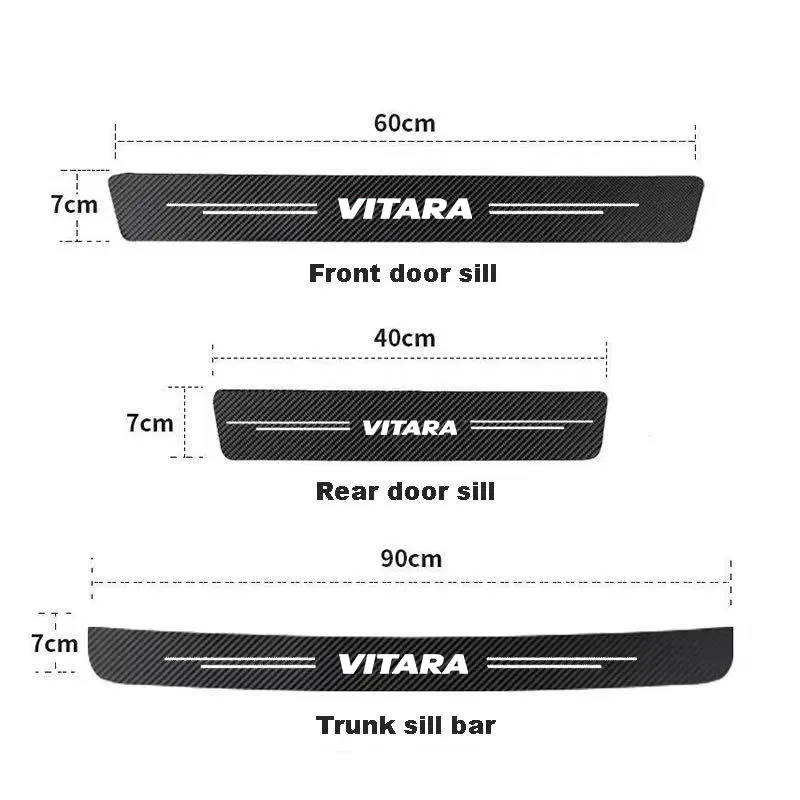 60X7CM Car Door Sill Side Anti Scratch Protector Strip Carbon Fiber Car Sticker for Suzuki VITARA Logo Car Accessories