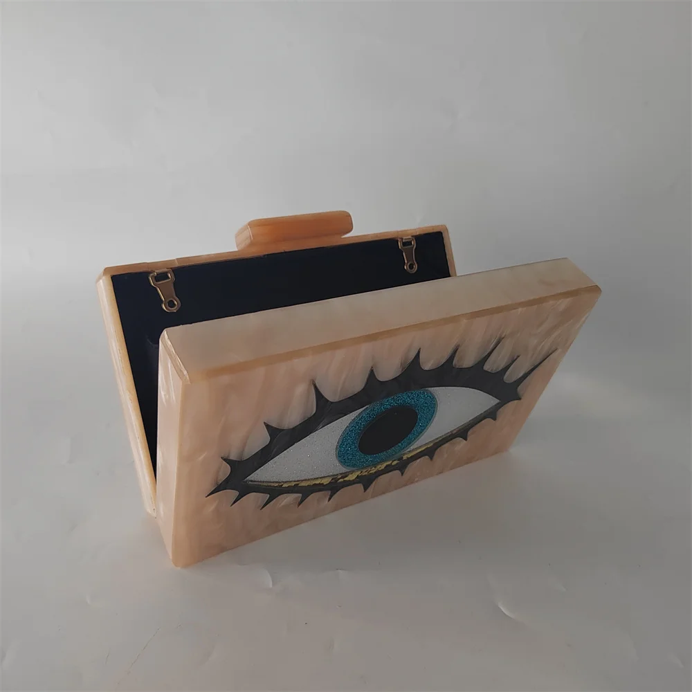 Mini bolsa de embreagem para mulheres, bolsa de caixa feminina, carteira de marca nova designer, acrílico nu, mau olhado, bolsa de noite dos desenhos animados, casamento