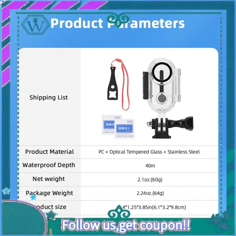 

Upgraded 40M Waterproof Camera Protective Housing Case Underwater Diving Protective Shell For Insta 360 Go 3 GO3S Action Camera