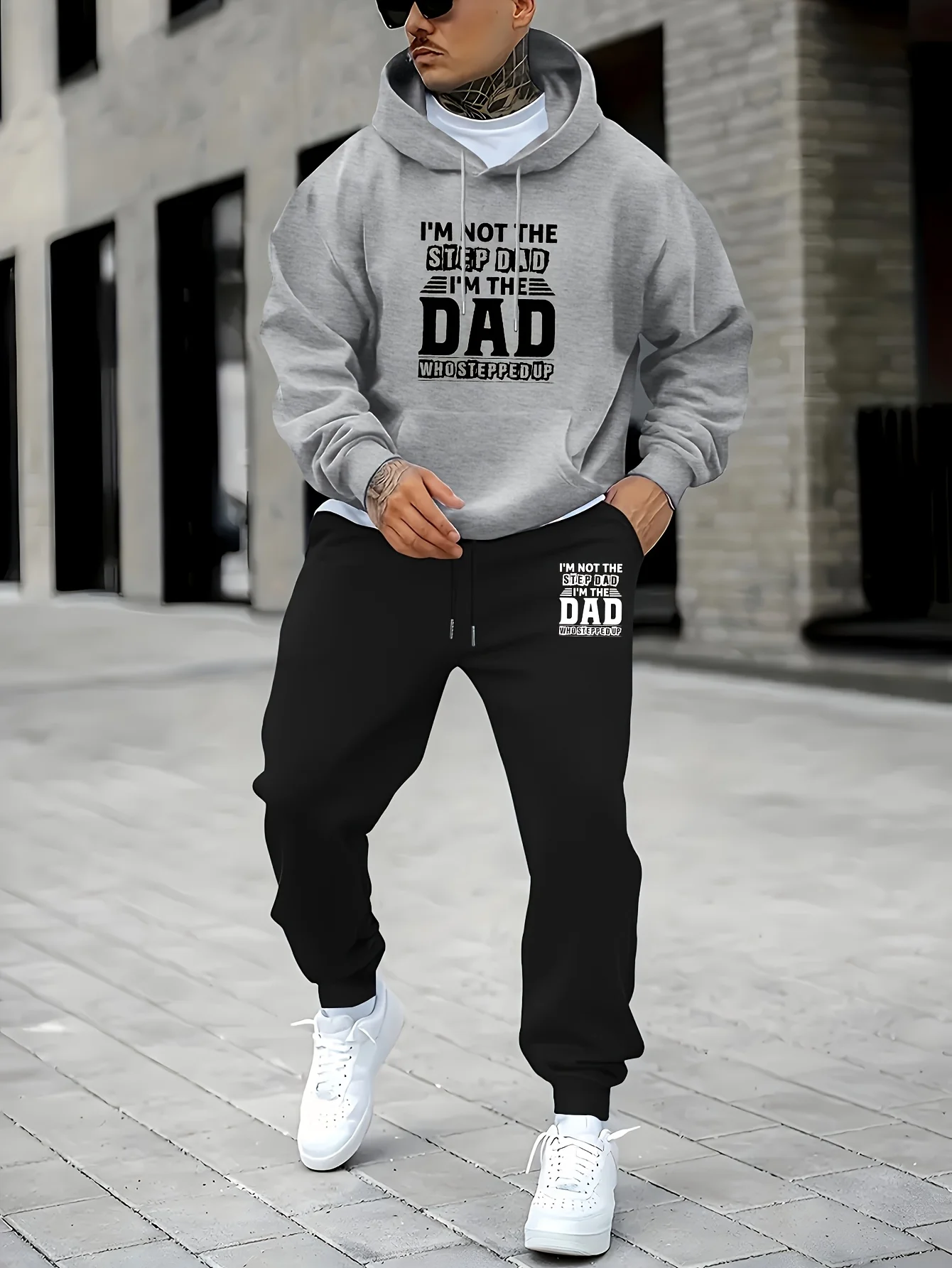 Men'S Trendy New Hoodie And Sweatpants Set, Featuring a Hooded Sweatshirt And Fleece-Lined Joggers