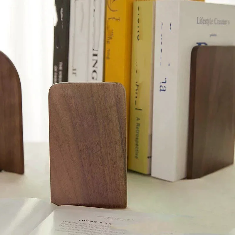 Nature Wooden Bookends Desktop Bookshelf Desk Organizer Office Home Book Accessories Storage Book Holder Wood Book Ends