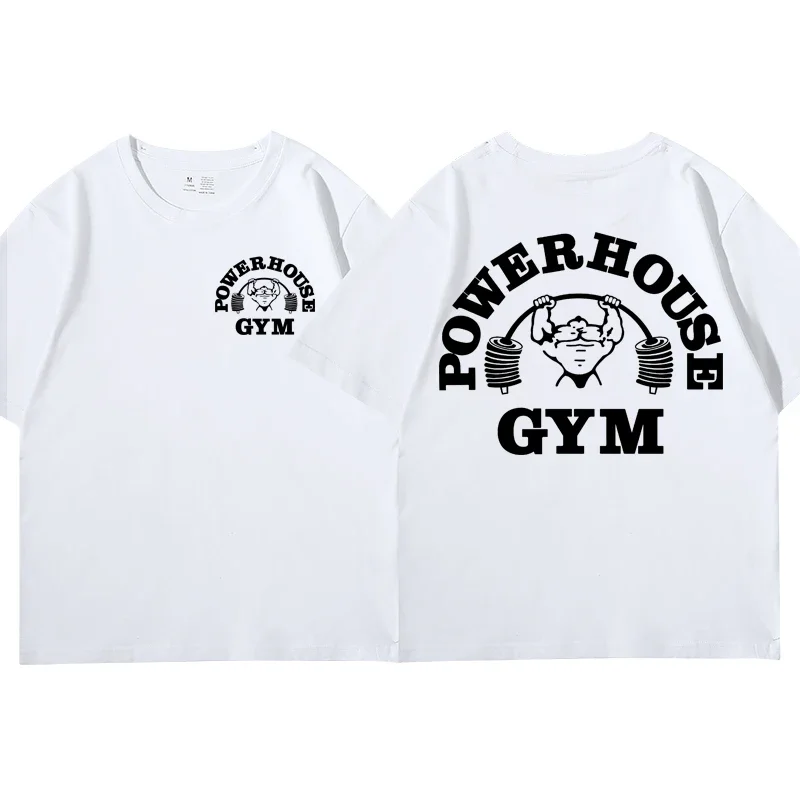 Hot Sale Powerhouse Gym Print T Shirt Men Women Casual Fashion Oversized T-shirt High Quality Pure Cotton Short Sleeve T-shirts