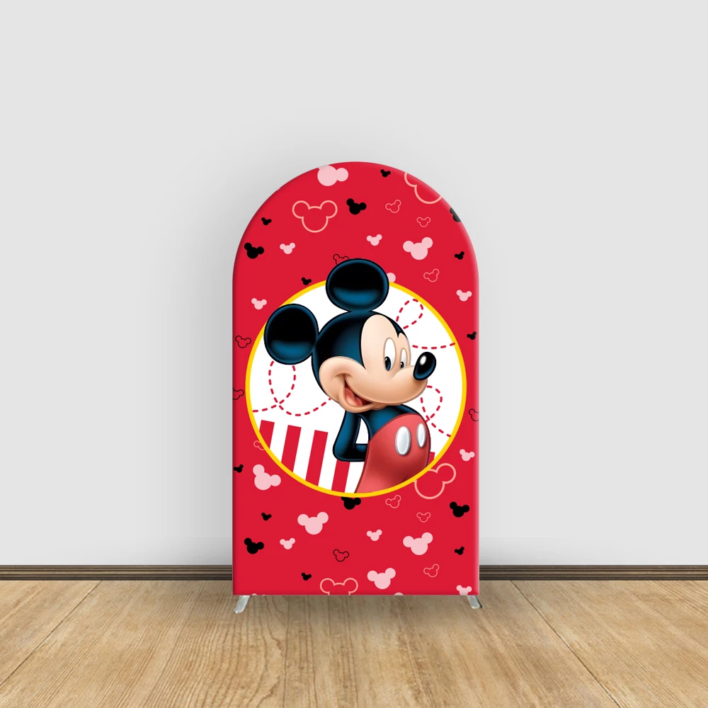 Mickey Mouse Birthday Decoration Disney Design Backdrop Spandex Fabric Covers For Arch Stand Photography Background Arch Stand