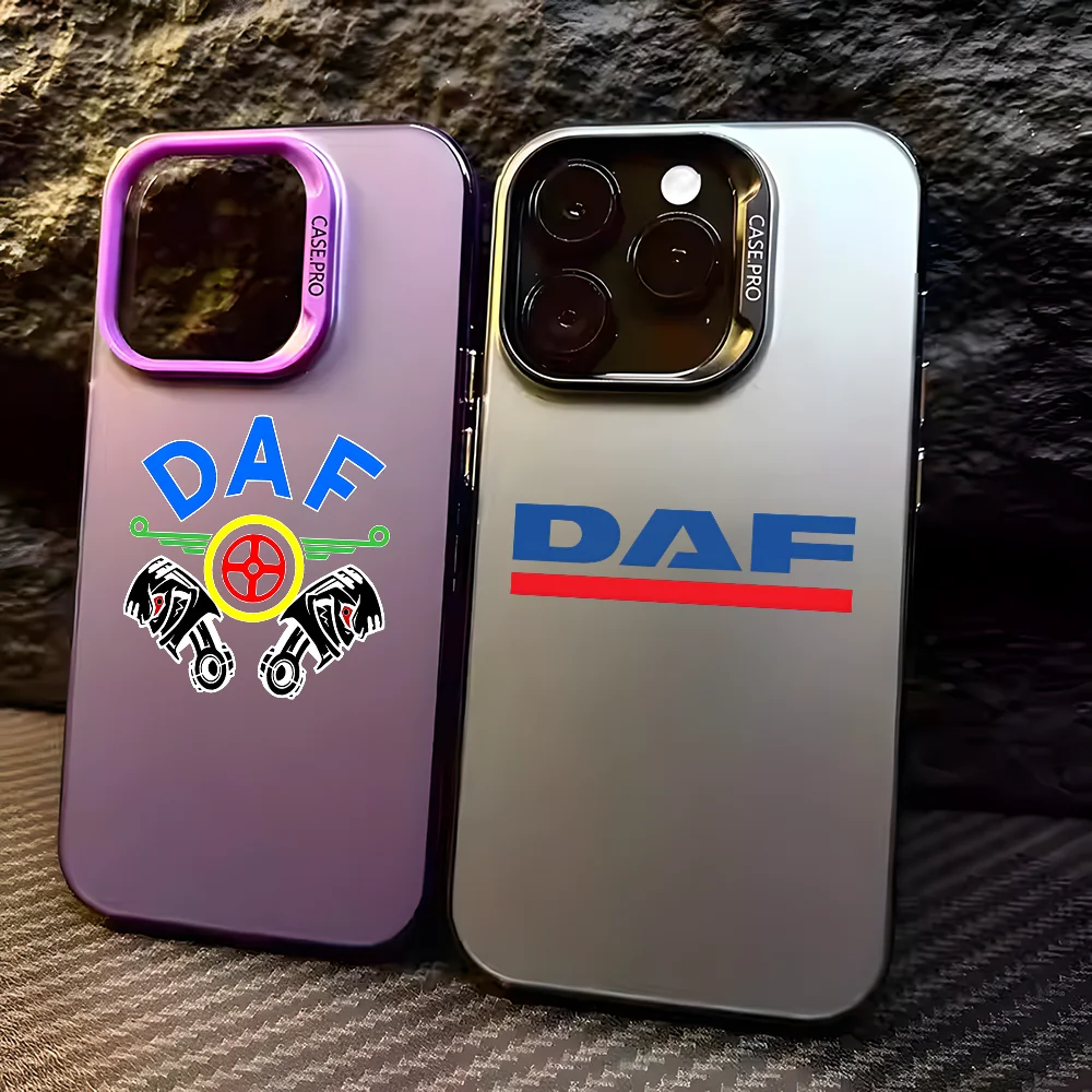 Racing Car D-DAFs Trucks LOGO Phone Case For iPhone 16 15 14 13 12 11 Pro Max Black Matte Multicolor Laser Metallic Aurora Cover