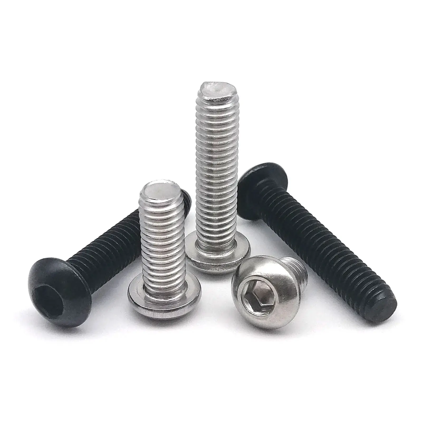 50pcs M3 Hexagon Hex Socket Head Button Allen Bolt Screw 304 A2-70 Stainless Steel Black Grade 10.9 Steel ISO7380