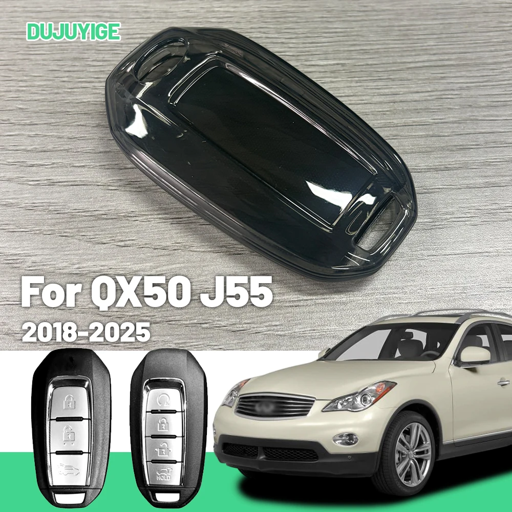 Clear TPU Car Key Case For Infiniti QX50 J55 2018-2026 Key Fob Cover Protector Shell Auto Accessories 2019 2020 2021 2022 2023