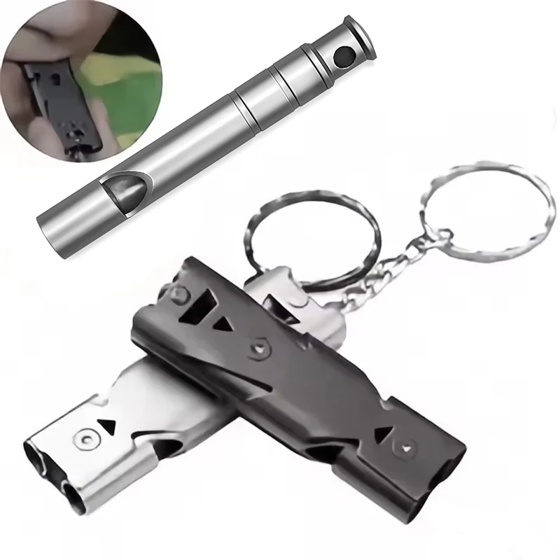 

1/2Pcs Single Double Pipe Whistle Pendant Keychain High Decibel Portable Outdoor Survival Emergency Camping Multifunction Tools