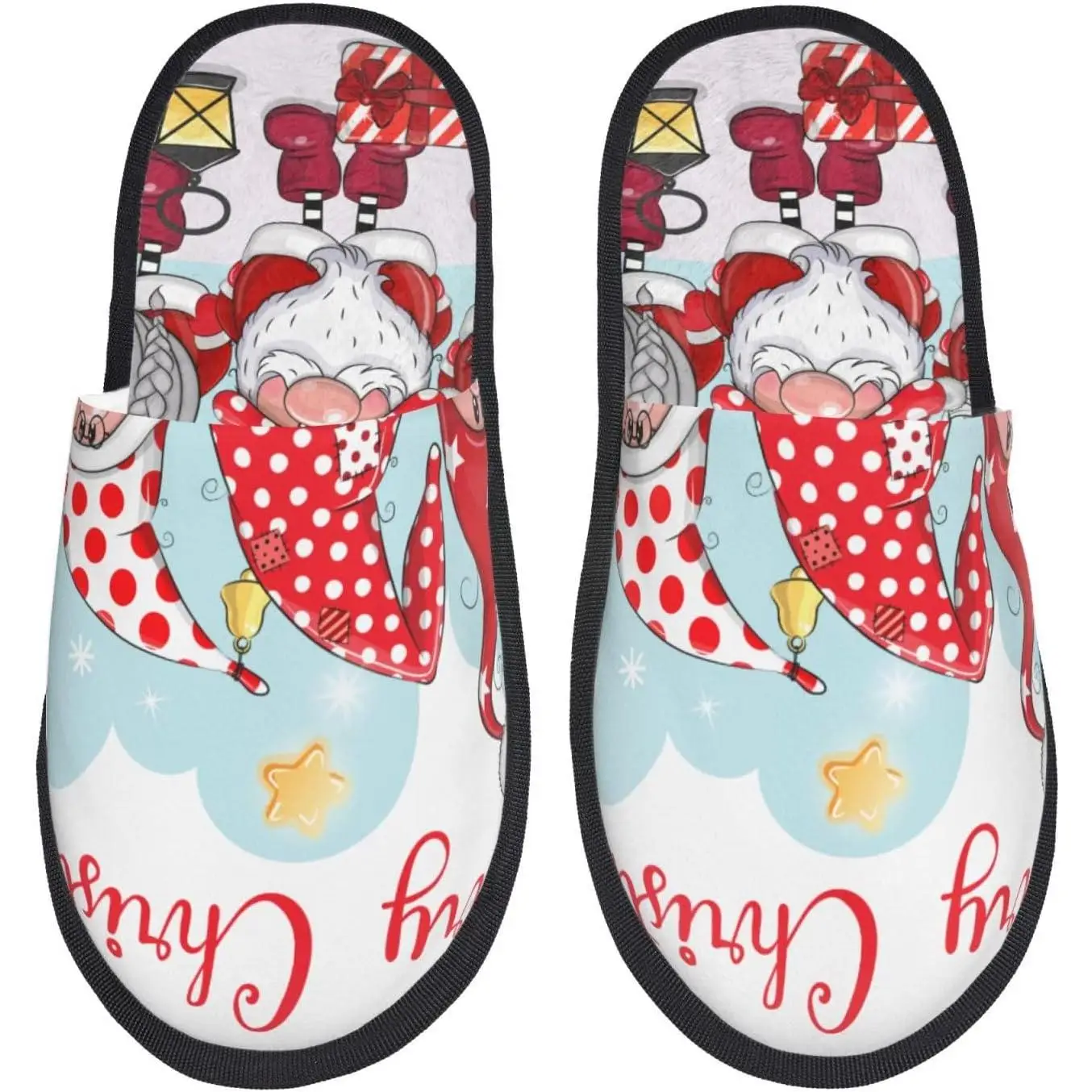 

Christmas Print Women Slippers Home Furry Shoes Keep Men Couples Shoes Warm For Women On Indoor Outdoor Plush House Slippers