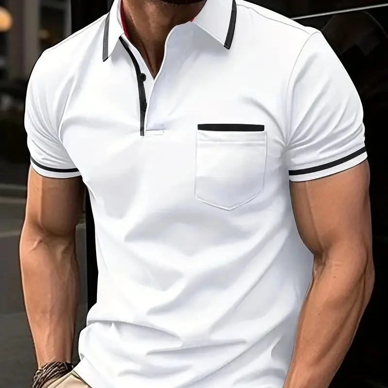 

2026 Summer POLO Shirt Button Pocket Men's Sports Polo Shirt