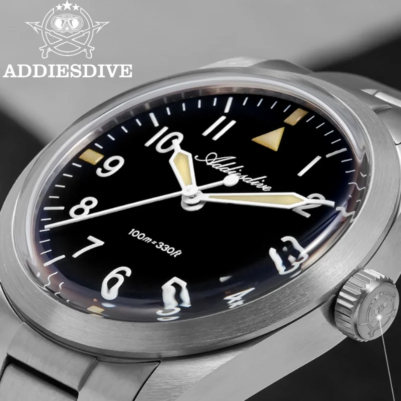 

ADDIESDIVE Titanium Alloy 36mm Men Watch AD2502 Luminous 10Bar Waterproof Bubble Mirror Glass VH31 Quartz Watch Reloj Hombre