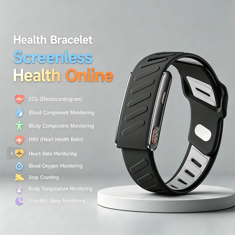 Smart Bracelet AI Health Analysis ECG HRV Heart Rate Body Temperature Sleep Monitoring Oximeter Step Men Women Smart Bracelet