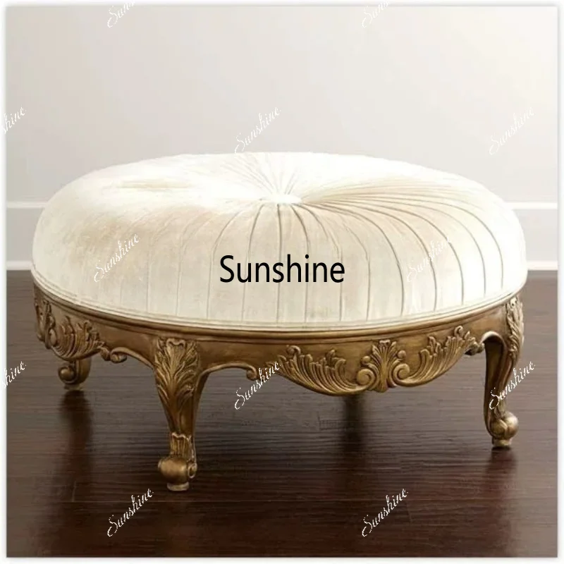 Solid wood cloakroom, shoe changing stool, bedroom fabric, retro living room sofa