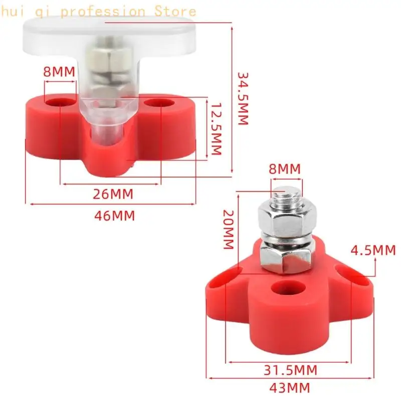 5/16'' Power Battery Junction Post Distribution Block Insulated with Clear Cover, 48V 250A Rating for Battery Management H8WE