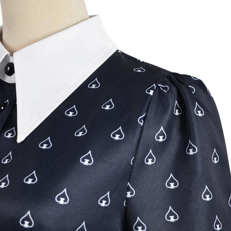 Wednesday Season 2 Black Dress Women Teens Halloween Cosplay Costume Gothic School Uniform With Double Braids Wig & Long Sleeves