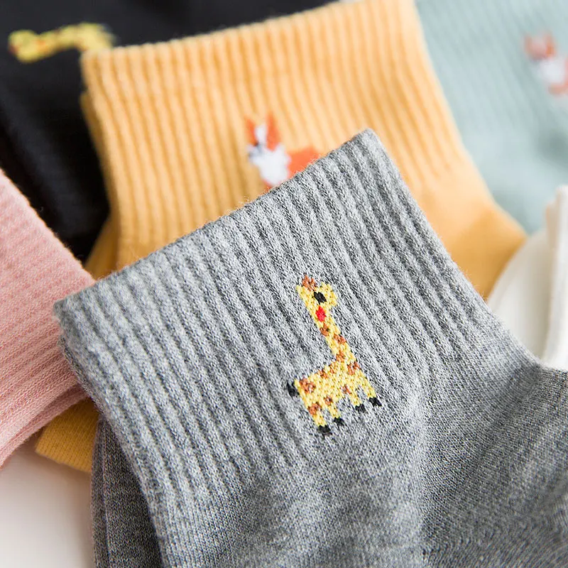 Cute Dog Women Ankle Socks Funny Cotton Summer Harajuku Puppy Corgi Cartoon Japanese Streetwear Gift for Girl Kawaii Blue Yellow