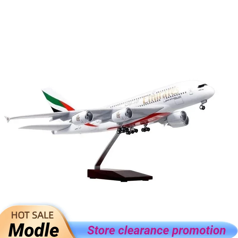 Decor 45CM 1/160 Scale Diecast Model A380 Emirates Airways Resin Airplane Airbus With Light And Wheels Toy Airline Collection