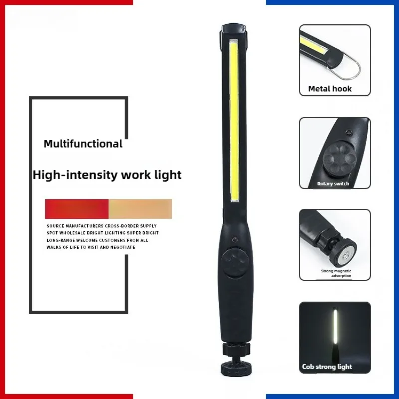 COB Super Bright Flashlight - Rechargeable, Portable Handheld, Long - Strip Work Light, Magnetic for Emergency Inspection