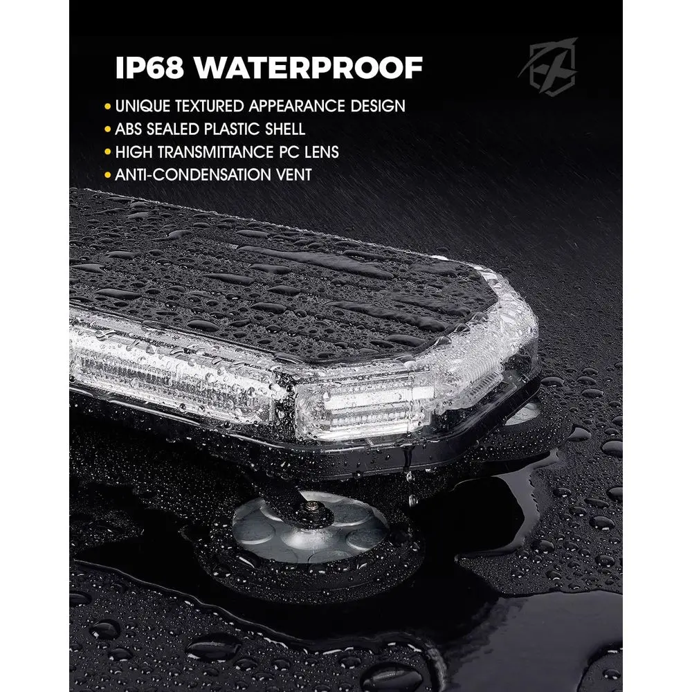 شريط إضاءة ستروب منارة LED على السطح باللون الكهرماني/الأبيض مع وحدة تحكم لمركبات الطوارئ والبناء والشاحنات والسحب والسيارات البريدية