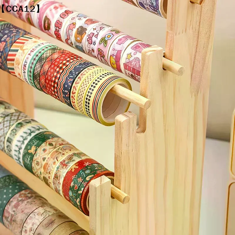 trapezoidal-wooden-storage-rack-tape-storage-rack-creative-journal-material-collage-stationery-storage-rack