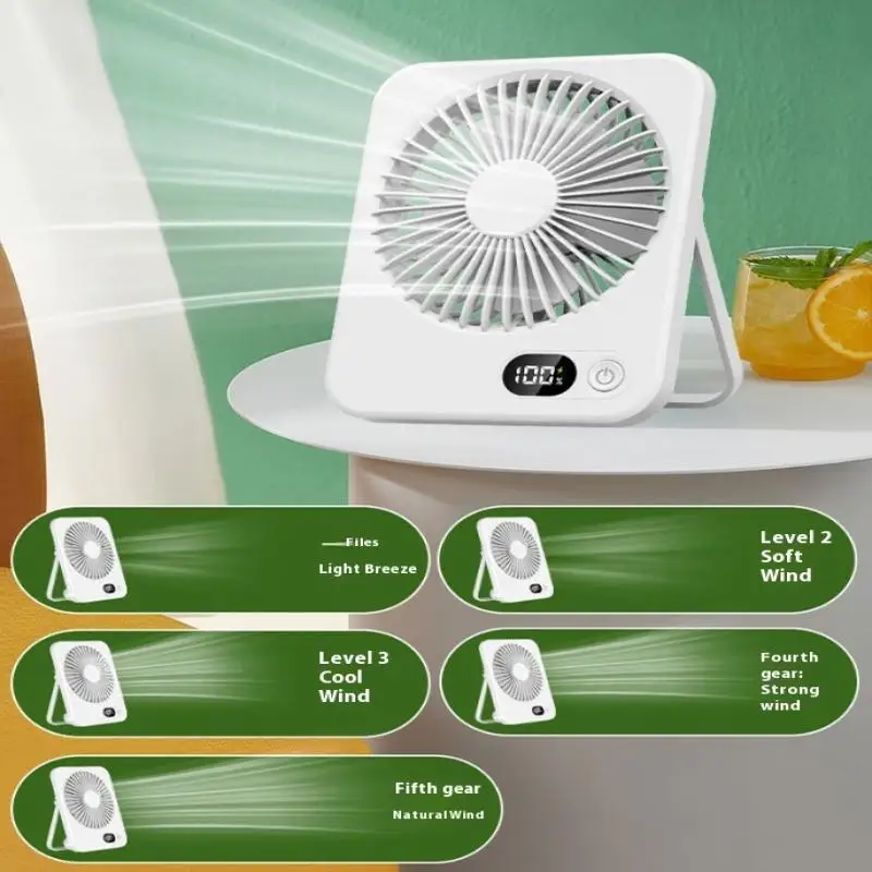卓上扇風機 ポータブルミニ扇風機 折りたたみ式テーブルファン 5段階風量調節 USB充電式 壁掛け扇風機 学生 デスクトップ扇風機 オフィス 家庭用