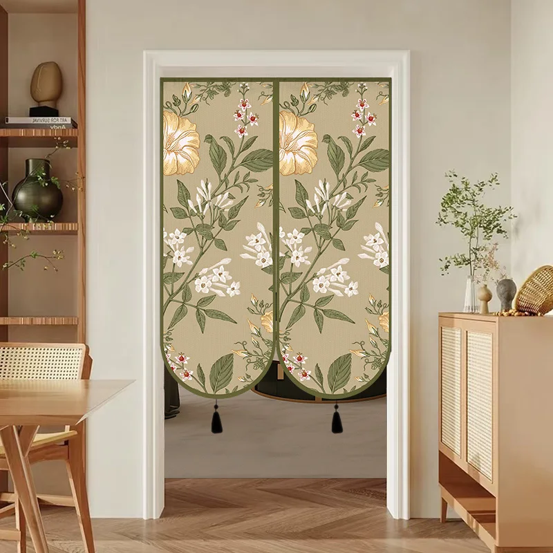 

FrenchVintage Linen Door CurtainBathroom Privacy Half Curtain for Bedroom Entryway Room Decor AestheticNo Drill Hanging​