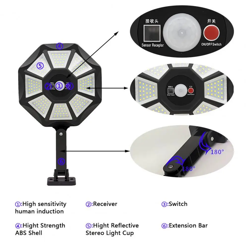 

Solar Garden Lights Super Bright Solar Street Lights with Remote Control Motion Sensor Ip44 Waterproof Led Solar for Outdoor