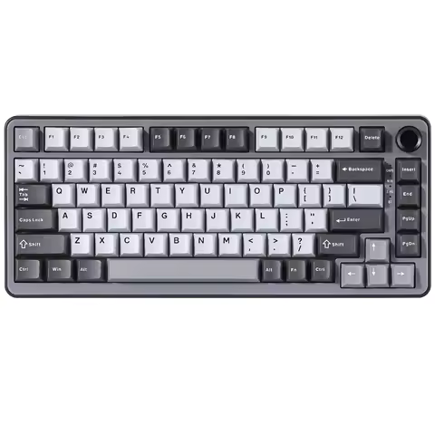 YUNZII B75 PRO Dark Gray Wireless Mechanical Keyboard, 75% Gasket Gaming Keyboard, Custom RGB Creamy Knob Keyboard for Mac/Win