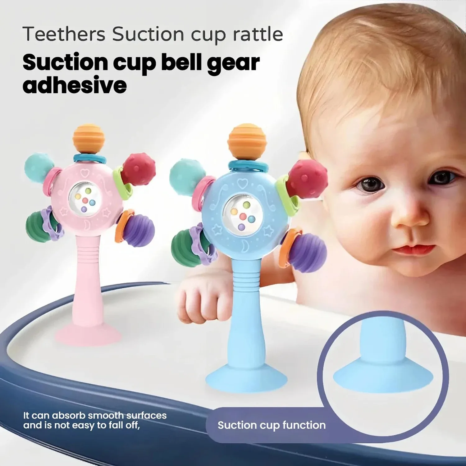 New Manhattan Teething Ball, Baby Grasp Training Sensory Toy,  Rotating Handheld Spinner, Soft Food-Grade Silicone Teether