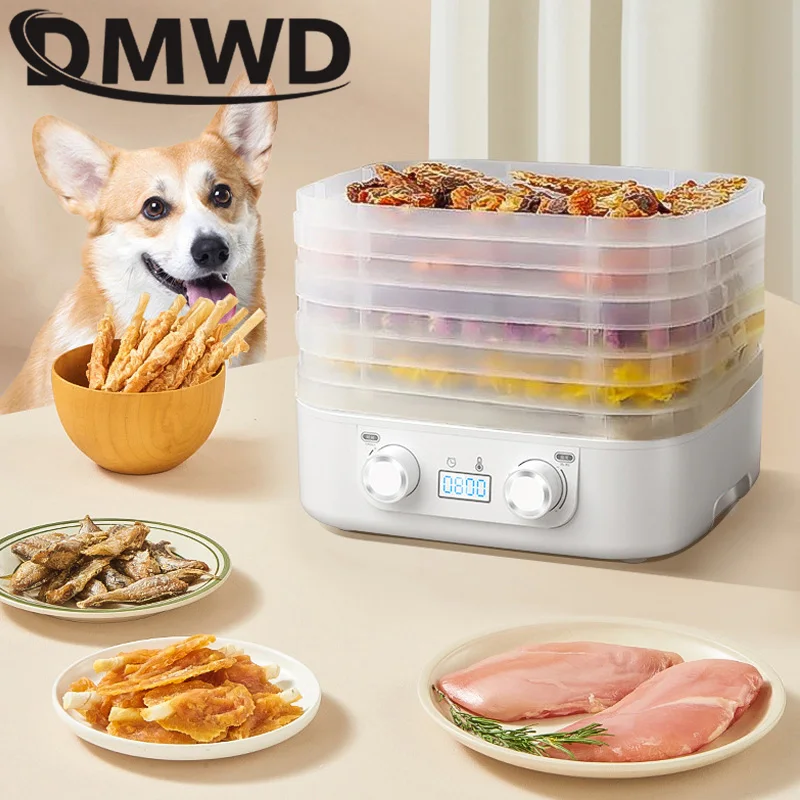 110V Dried Fruit Vegetables Herb Drying Machine Household MINI Food Dehydrator Pet Meat Dehydrated 5 Trays Snacks Air Dryer Oven