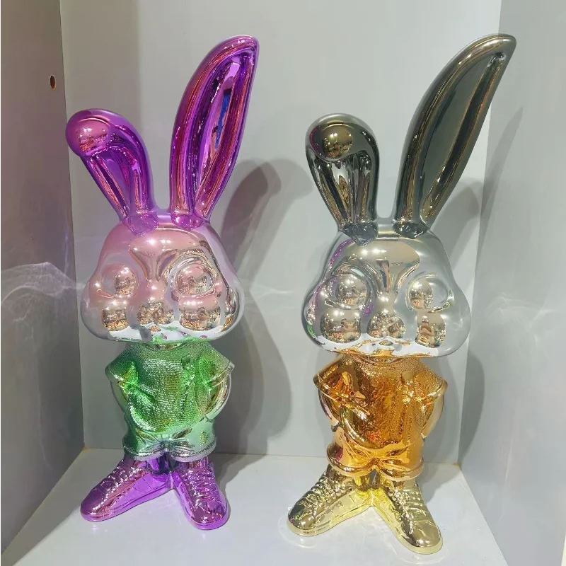 Electroplated Rabbit, Trendy Desktop Decoration, Artwork, High-end Customization, Home Décor. Sculpture