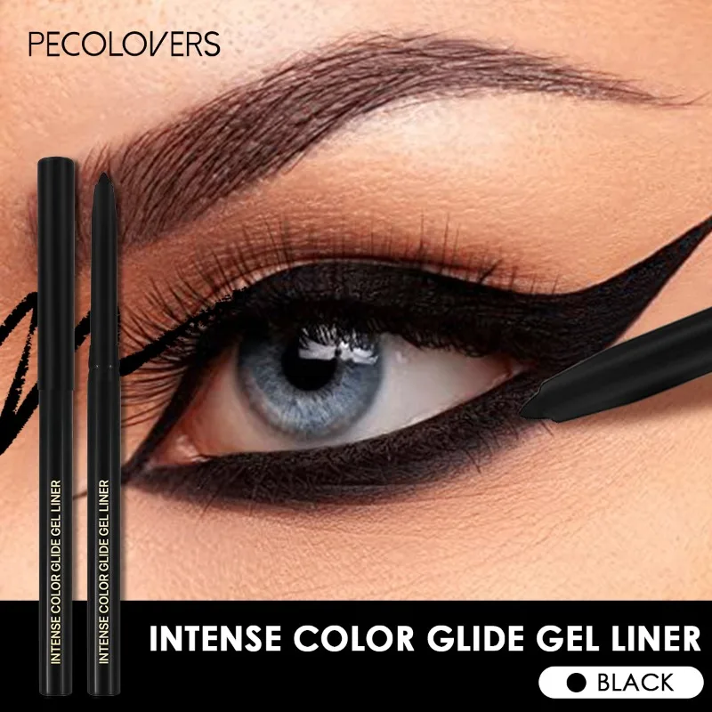 5 STKS Waterdichte Zwarte Eyeliner Gel Potlood Blijvende Natuurlijke Gemakkelijk Dragen Matte Sneldrogend Niet-Vlekkende Eyeliner Gel Pen Make-up