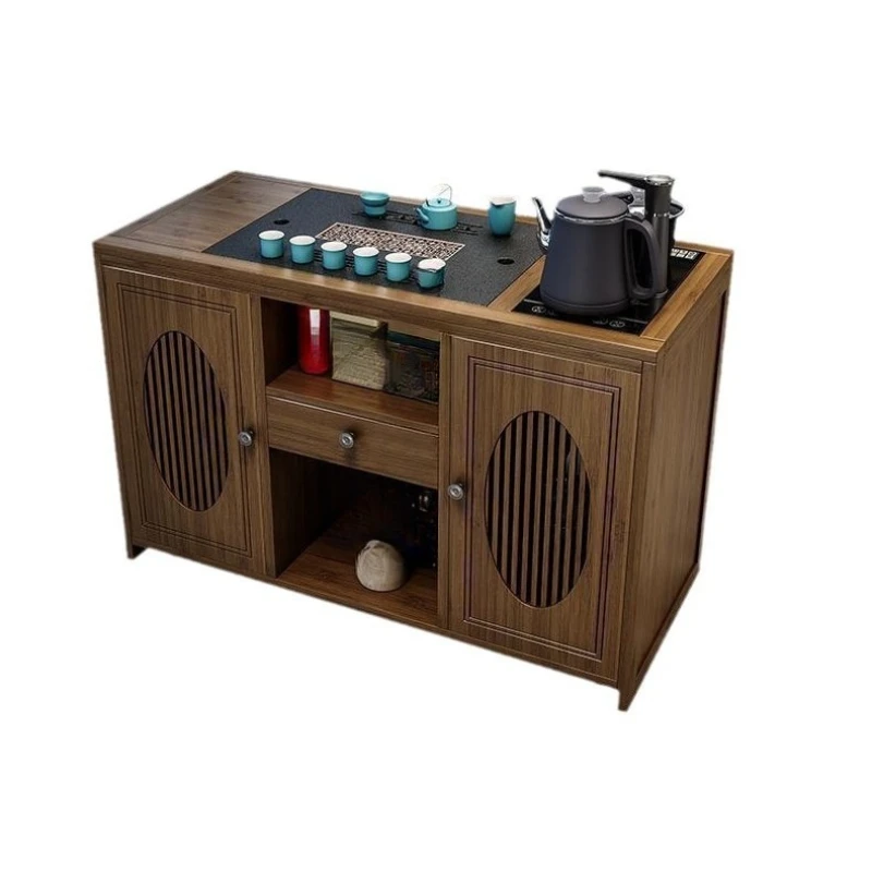 Modern mobile tea table, tea table, solid wood small cart, living room able, t set, automatic burning
