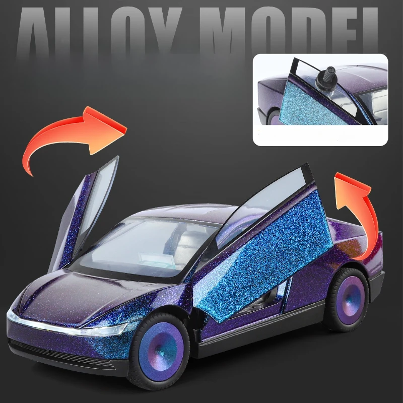 1:24 modelo de carro de liga robotaxi sem motorista, veículos de brinquedo fundidos, modelo de carro de metal, coleção de luz sonora, presente para crianças