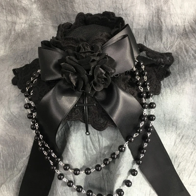 Bé Gái Gothic Mũ Đội Đầu Ren Mũ Nơ Cung Tên Lolita Hoa Nơ Mũ Nón Cói Vintage Phong Cách Hoàng Gia Halloween Mũ Trụ