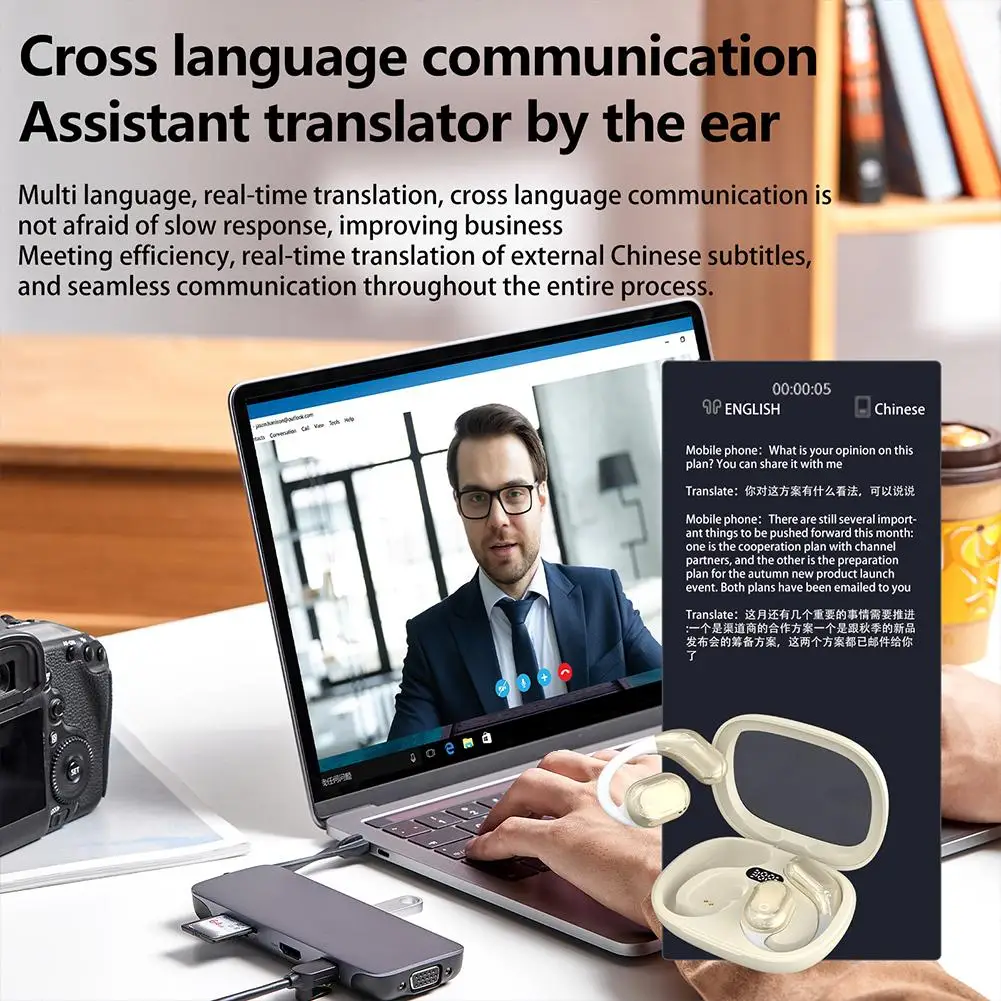 Ai tradução inteligente bluetooth fone de ouvido em tempo real ai tradutor de voz fones de ouvido 98% precisão suporte 144 idiomas
