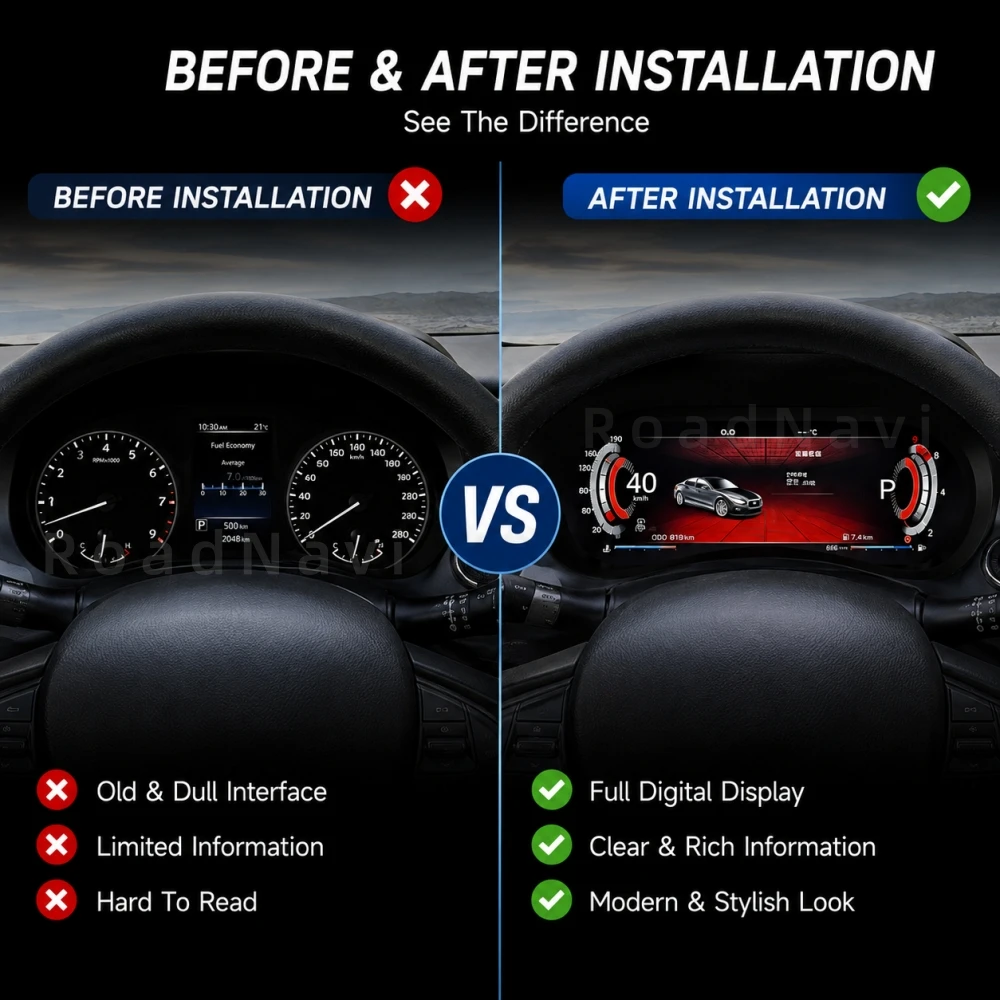 RoadNavi Car Auto Speedometer for Infiniti Q50 Q60 2013-2022 LCD Digital Cluster Car Upgrade Dashboard InstrumentAR