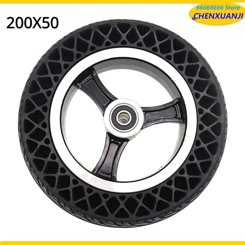 8 Inch Solid Tire with Wheels for Electric Scooter Bicycle Accessories 200X50 Explosion-proof Tubeless Tyre Wheel Bee Hive Holes