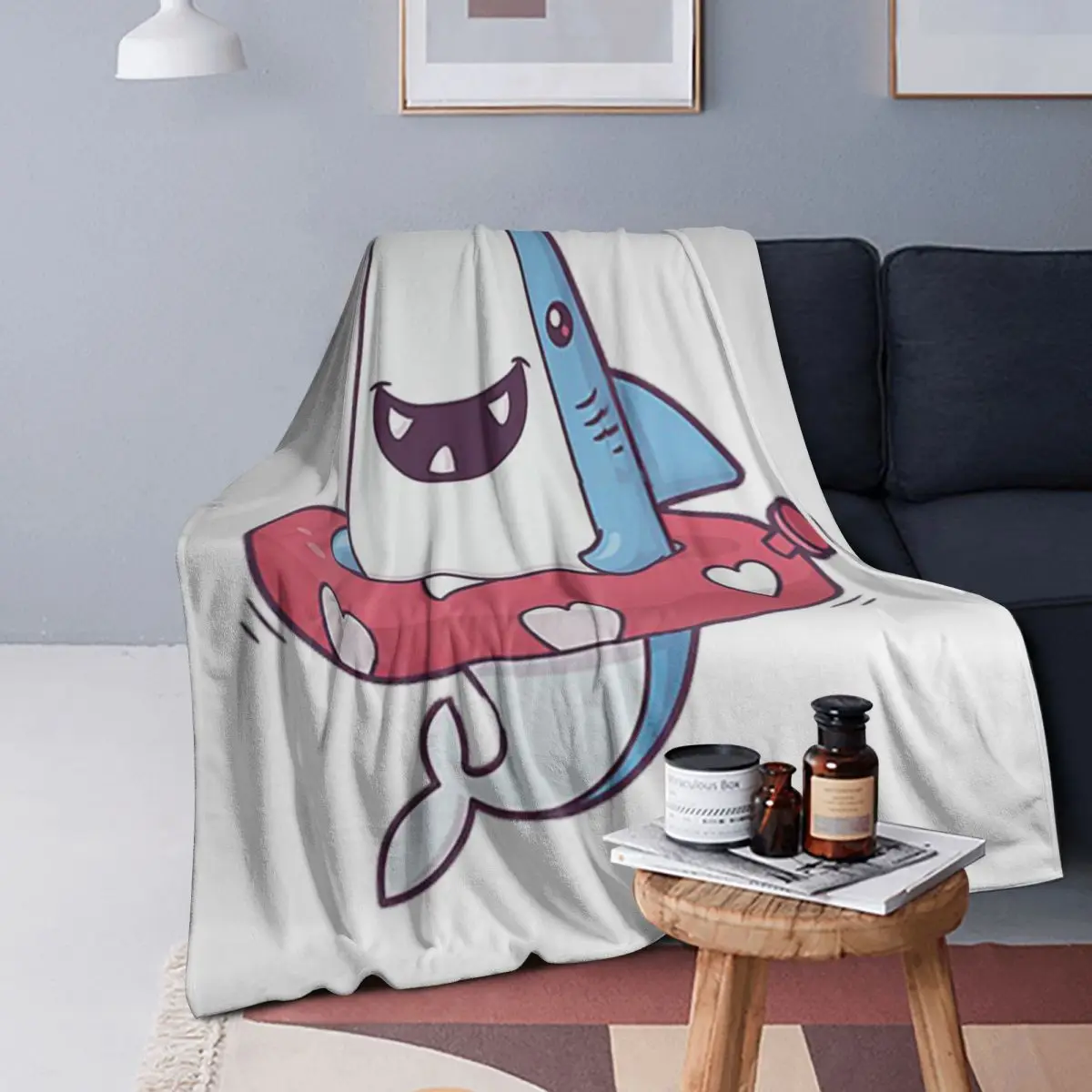 

Летнее забавное одеяло с изображением акулы, мягкое теплое фланелевое одеяло для кровати, гостиной, пикника, путешествий, дома, дивана