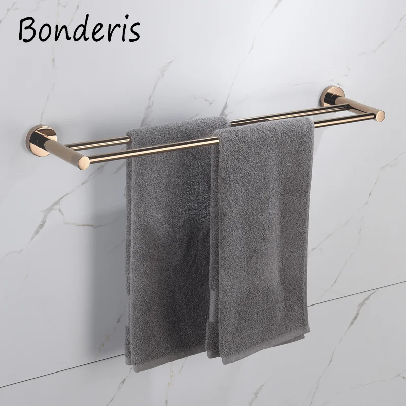 Glossy Rose Gold Bathroom Accessories 304 Stainless Steel Towel Rack Toilet Roll Paper Tissue Holder Double Cup Towel Bar Hooks