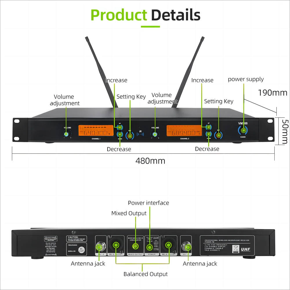 ميكروفون لاسلكي احترافي بقناتين UHF لعام 2025 لمكبر صوت الفيديو عالي الدقة وميكروفون عالمي أصلي/مايك بانغ فيديوك #2