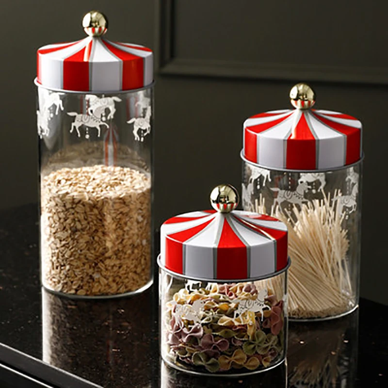 Food Storage Jar Moisture-Proof Sealed Glass Tank Cookie Snack Coffee Beans Storage Tank Creative Carousel Glass Food Bottle