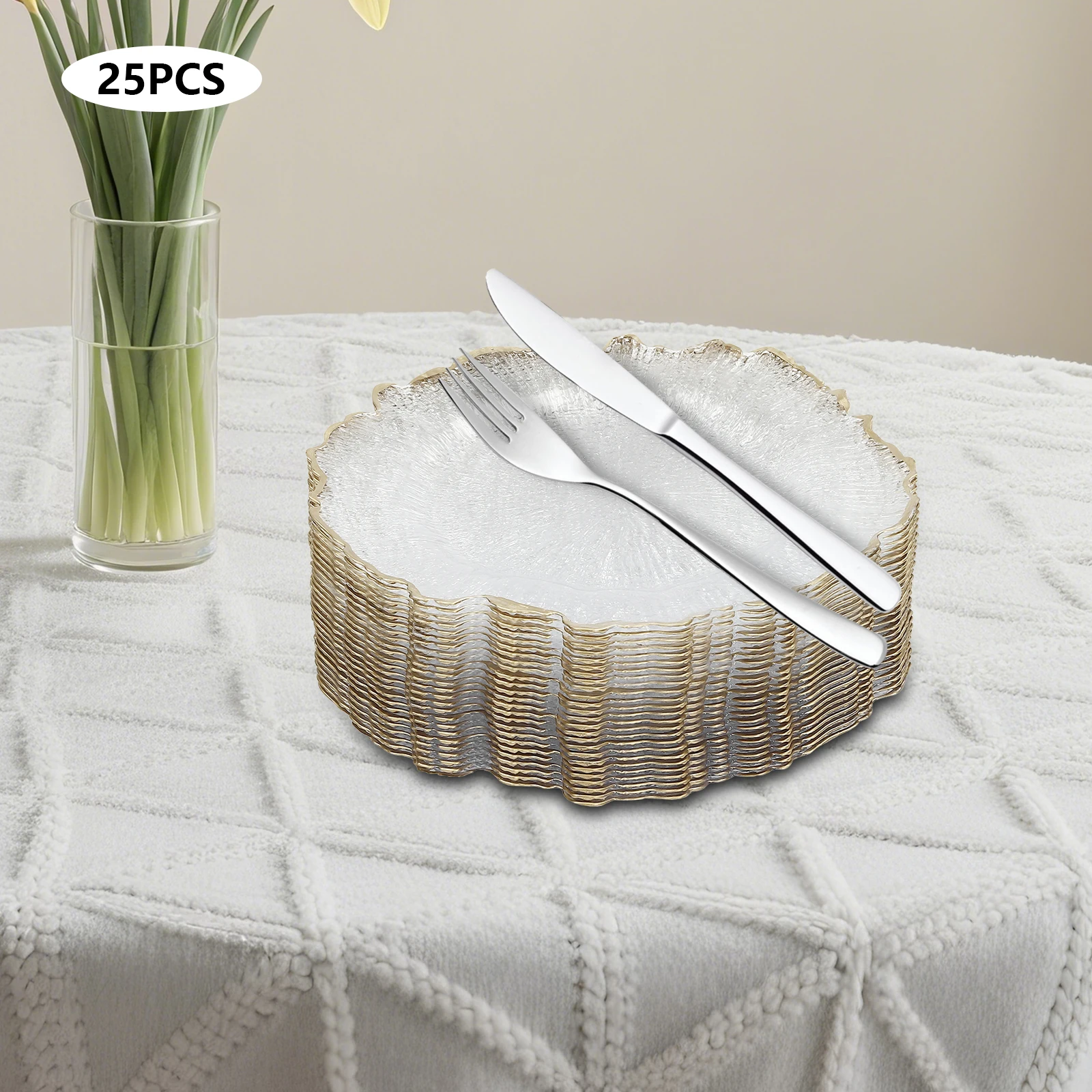 

Elegant Gold&Clear Table Charger Set Food Presentation Enhancer Anti-spill Table Protection Gift For Family Friends Colleagues