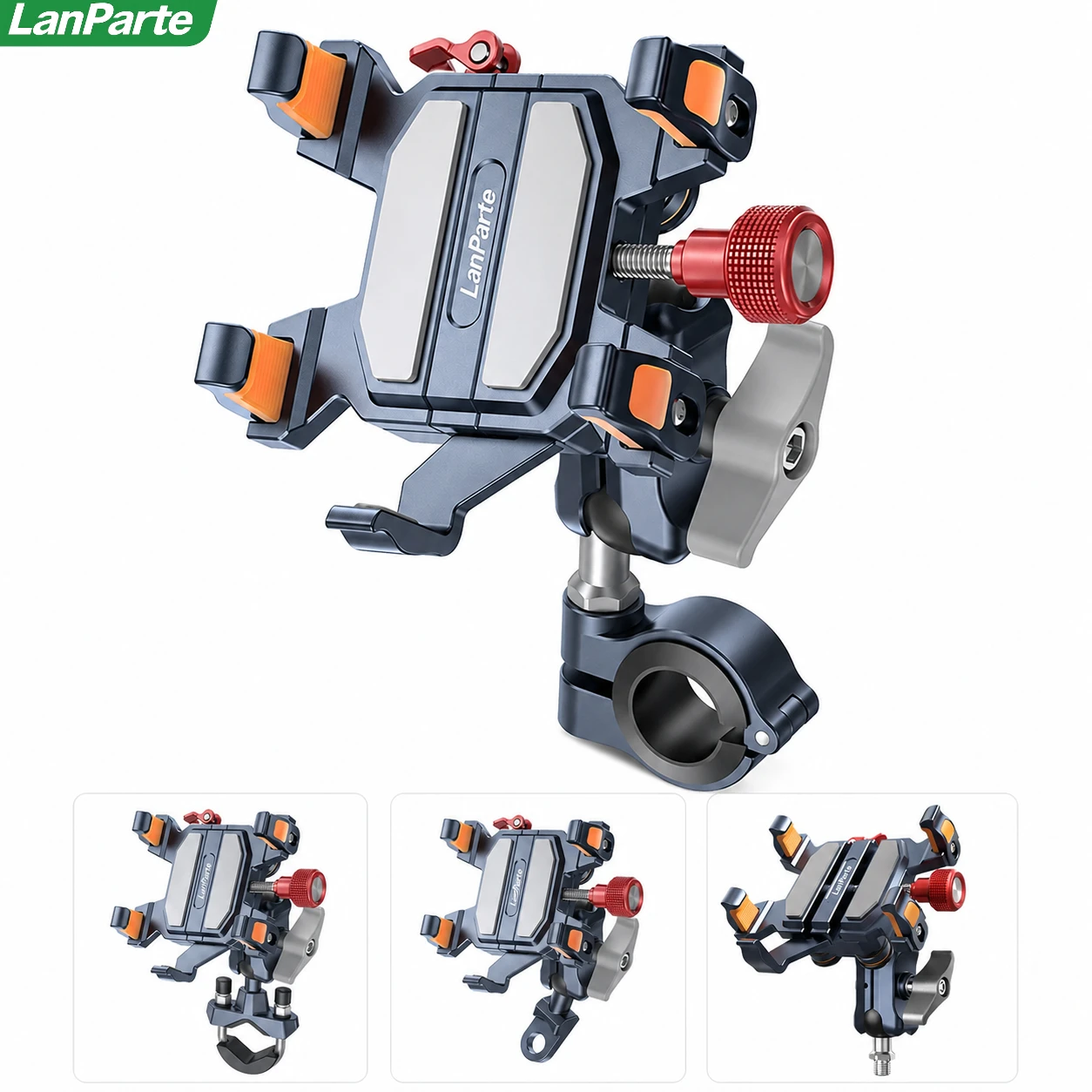 Universal Motorcycle Phone Holder Aluminum Alloy Shock Absorbing 360° Rotating Handlebar Mirror Mount GPS Navigation Bracket