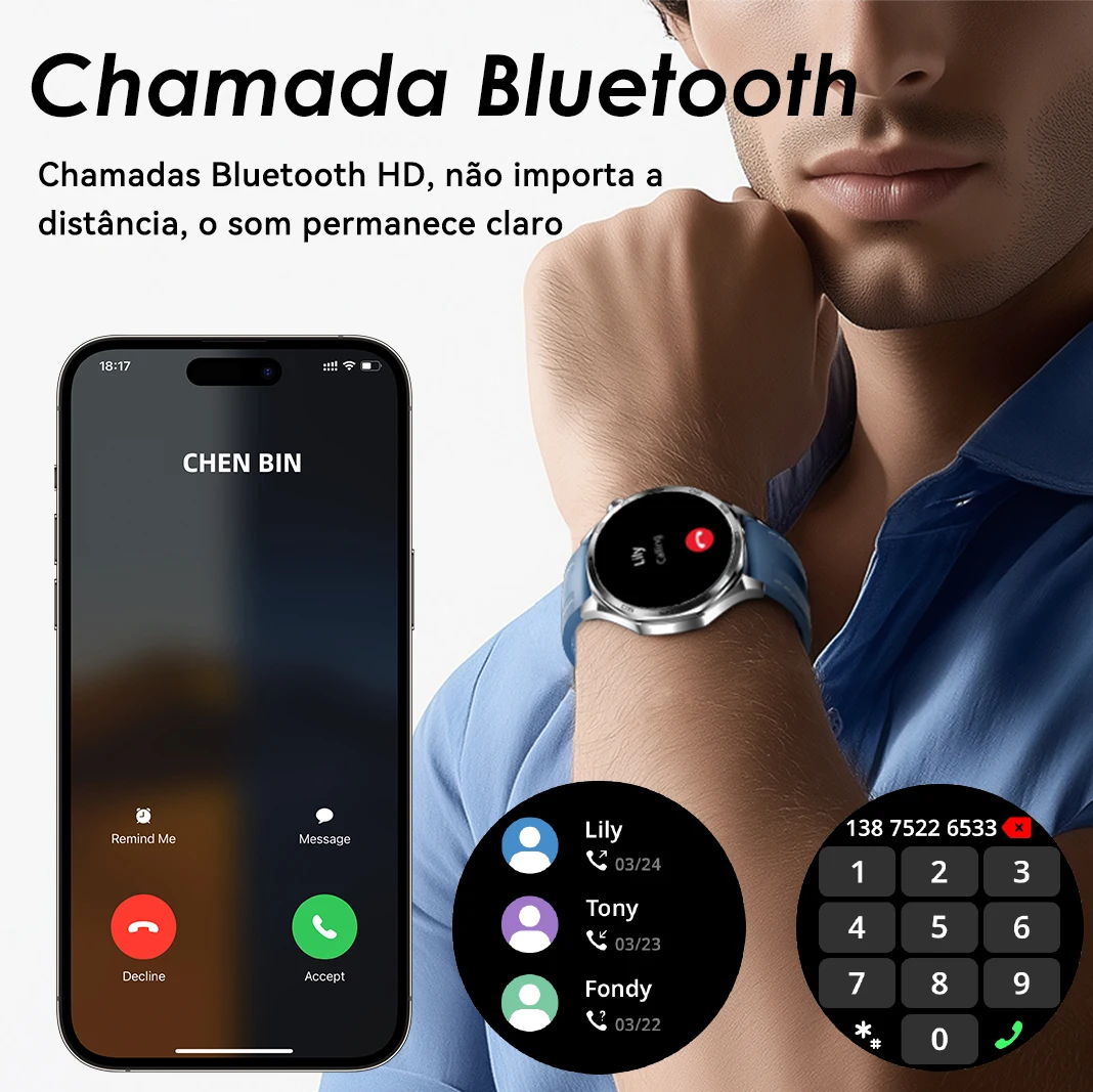 ساعة ذكية AURAFIT NEXA 4: AMOLED مقاس 1.43 بوصة، 100+ Modos Esportivos، شاشة FC/SpO2/Sono، IP68، لـ Android iOS Strava