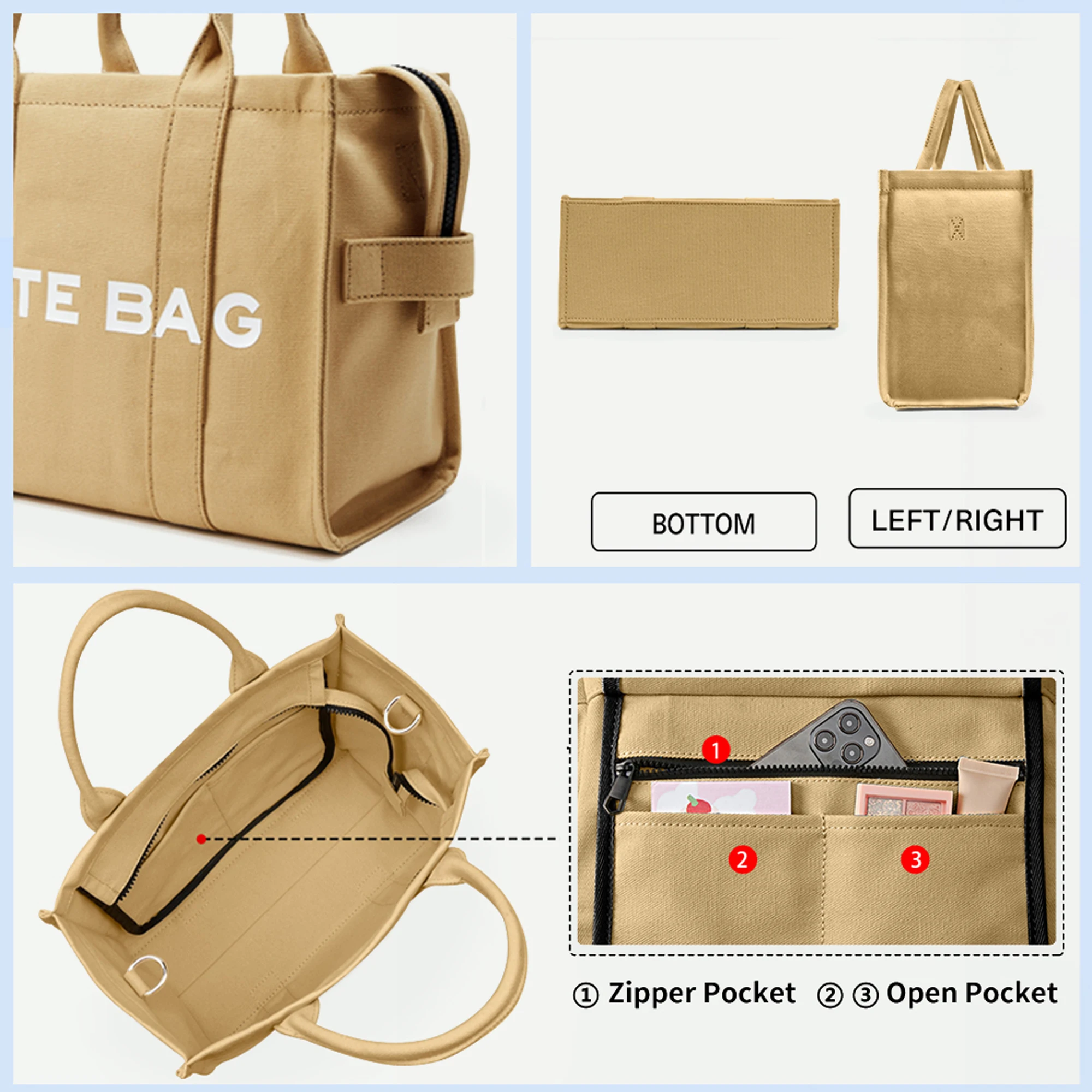 Women Tote Bag Casual Canvas Large Capacity Women Handbags Designer Letters Shoulder Crossbody Bags Luxury Big Shopper